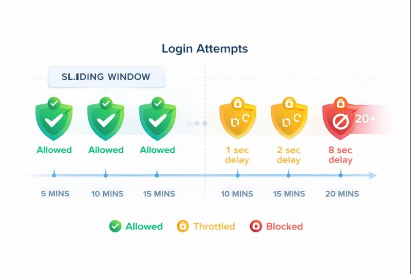 Visual comparison of sliding window vs fixed window rate limiting showing how Saurity prevents boundary exploits